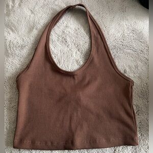 H&M Tan Ribbed Top Size M